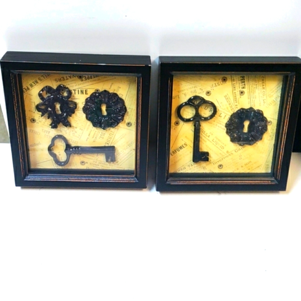 Home interiors bundle of two pictures with keys & keyholes.